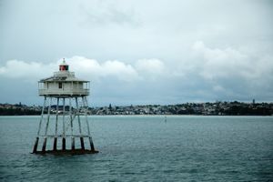 JPEG: Bean Rock lighthouse on the Waitemata Harbour en route to Waiheke Island