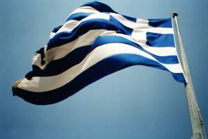 JPEG: Greek flag flying over the Acropolis, 1998